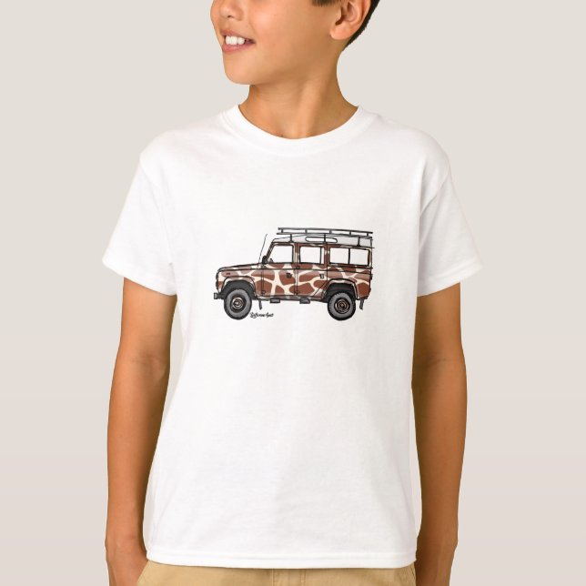 T-shirt with tough Defender in giraffe prints (Front)