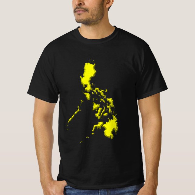 T-shirt with Yellow Philippine Map on Black (Front)