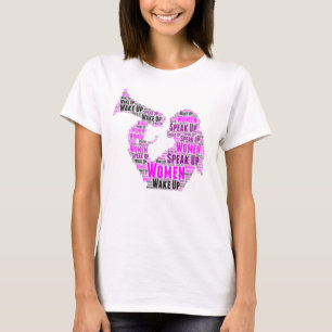 T-Shirt Women Wake Up Speak Up pink black