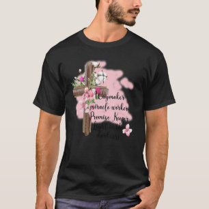 T-ShirtFloral Jesus Cross Waymaker Miracle Worker  T-Shirt