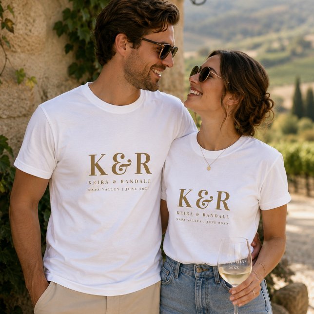T-shirts | Custom Wedding Monogram Matching Shirts (Custom wedding monogram T-shirts for couples, destination trips, and honeymoon photos)