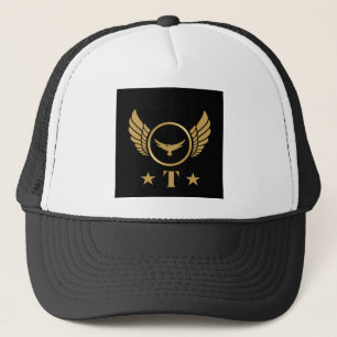 T Symbol Logo Initial Gold Eagle Monogram-Cap Cute Trucker Hat