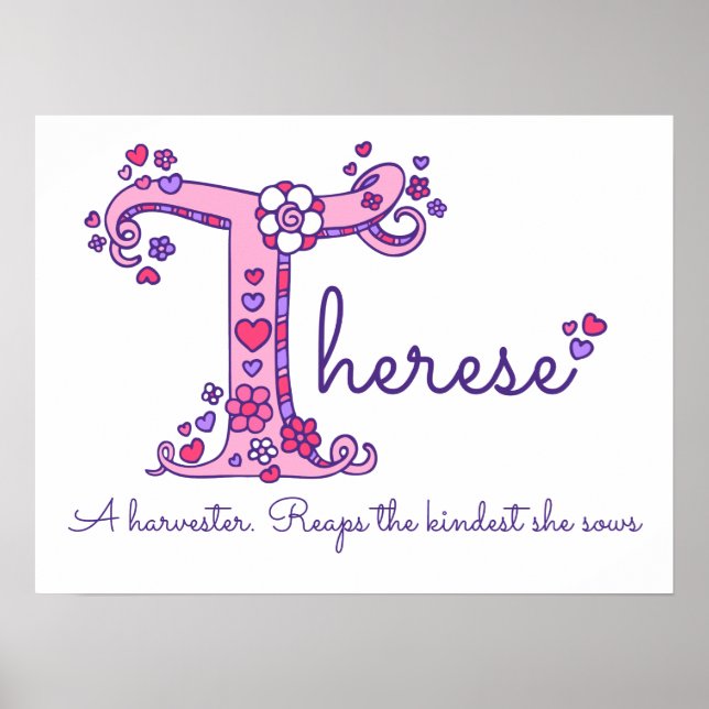 T Therese initial doodle art name meaning Poster (Front)