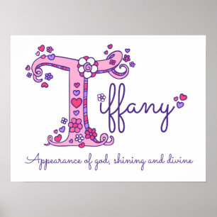T Tiffany initial doodle art name meaning Poster