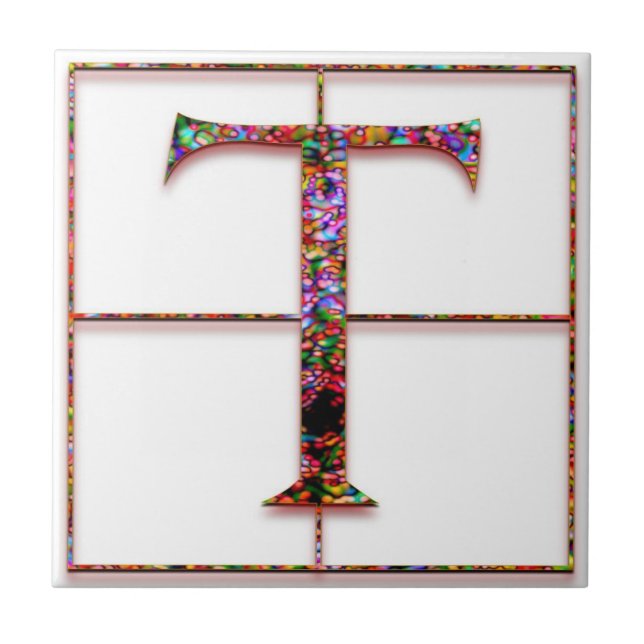 T Trajanus Red Custom Monogram Tile (Front)