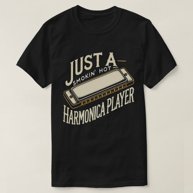 TA109-Harmonica Player T Shirt Jazz Blues Music Ts (Design Front)