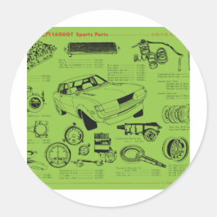 TA22 Celica Tosco Parts Poster Classic Round Sticker