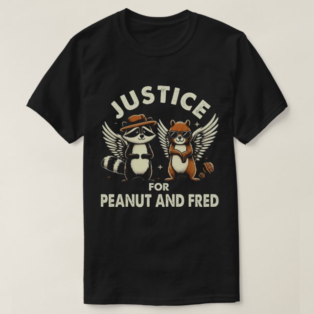 TA41-Justice For Peanut & Fred Squirrel Racoon T-Shirt (Design Front)