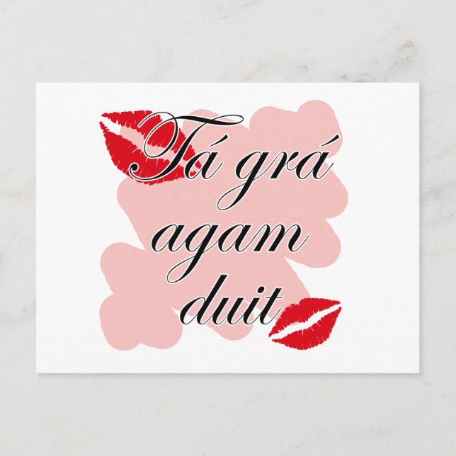 Tá grá agam duit - Irish Gaelic I love you Postcard (Front)