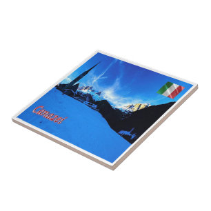 TAA057 CANAZEI WINTER  Panorama, Italy, Ceramic Tile