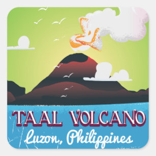 Taal Volcano Volcano Philipp vintage travel poster Square Sticker