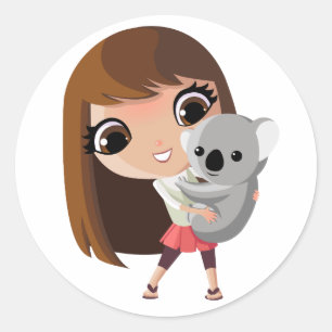 Taara and Pudding the Koala Classic Round Sticker
