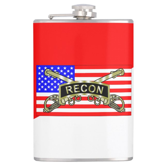 Tab, Sabres & Stripes Vinyl Warped Flask (Front)