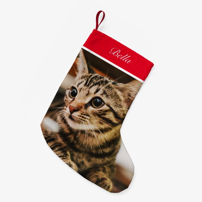 Tabby American Shorthair Custom Small Christmas Stocking (Front (Hanging))