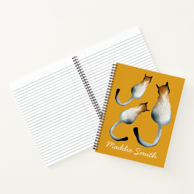 Tabby black and brown cat illustration notebook (Inside)