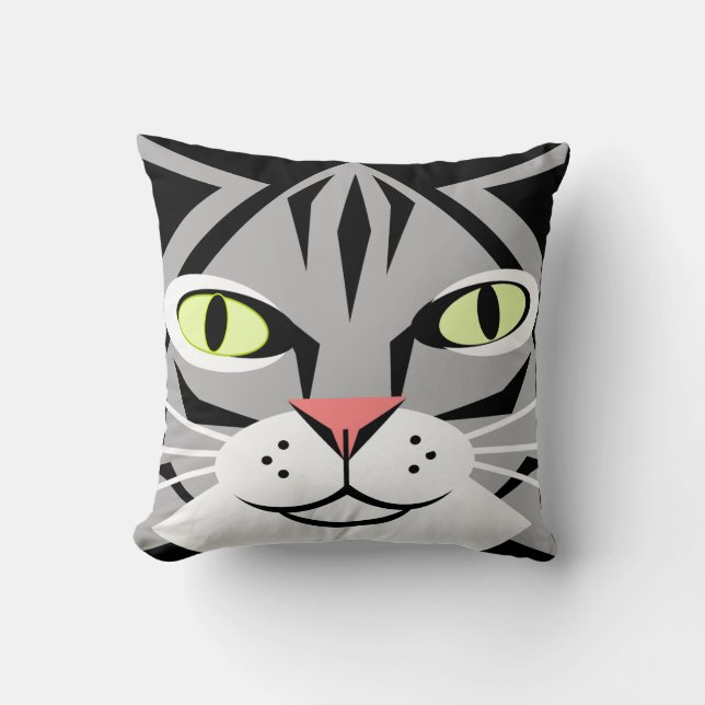 Tabby Cat Abstract Cushion (Front)