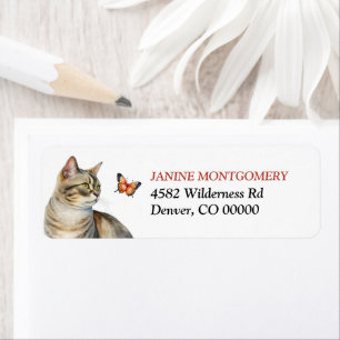 Tabby Cat and Monarch Butterfly Return Address Return Address Label