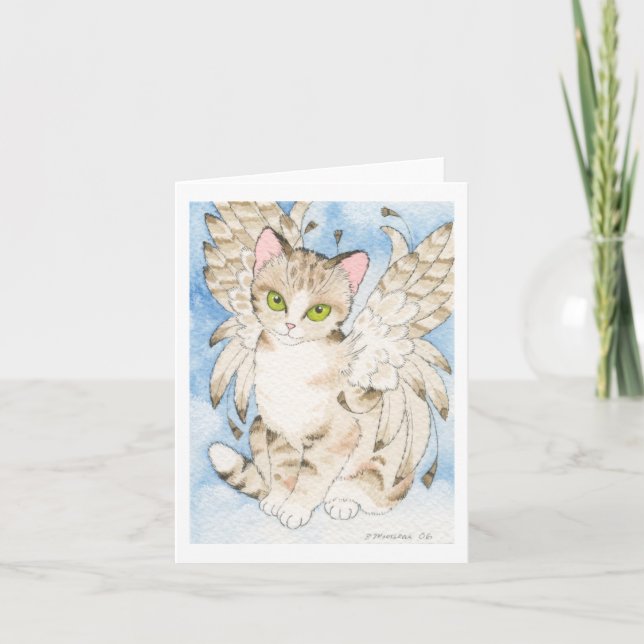 Tabby cat angel customisable notecard (Front)