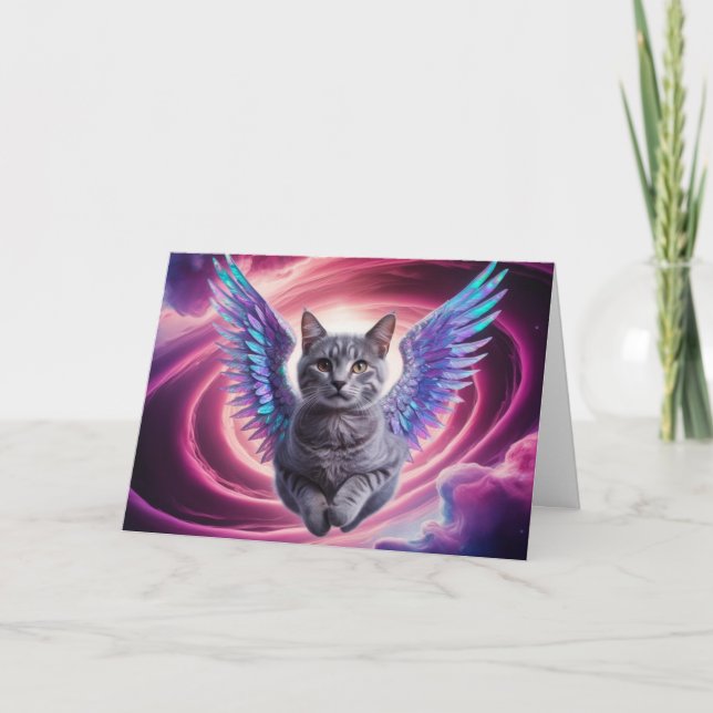 Tabby Cat Angel Sympathy Card (Front)