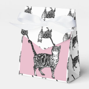 Tabby Cat Art pink Birthday Party Cake Favour Box