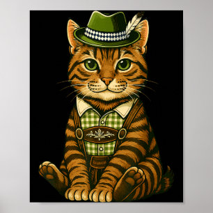 Tabby cat bavarian lederhosen costume  poster