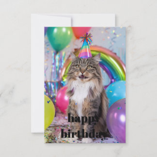 Tabby Cat Birthday Card, Cat birthday Cat, Tabby B RSVP Card