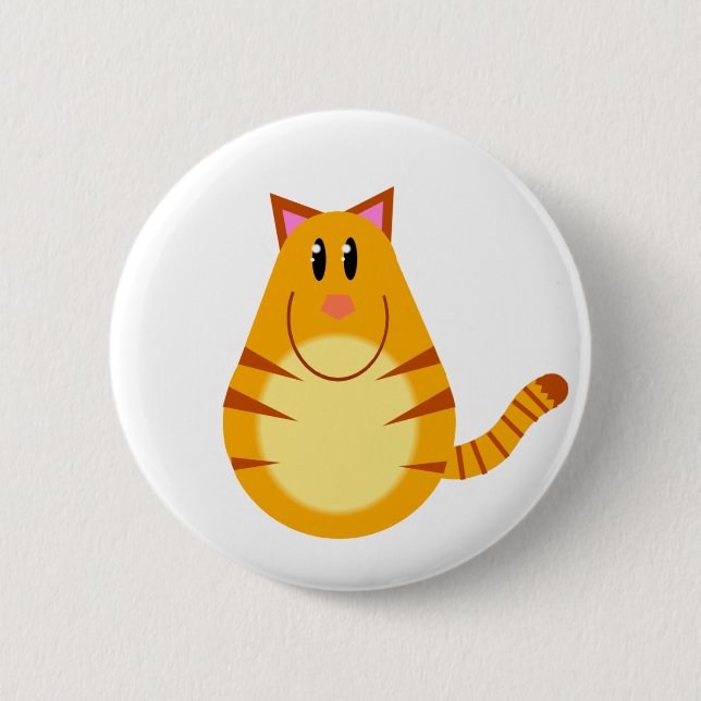 Tabby Cat Cartoon 6 Cm Round Badge (Front)