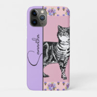Tabby Cat Cats Feline Pink Lavender Girls Name