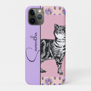 Tabby Cat Cats Feline Pink Lavender Girls Name iPhone 11 Pro Case