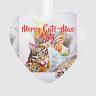 Tabby Cat Cats Merry Christmas Cats-Mus Girls Ornament