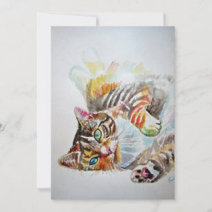 Tabby Cat Cats Painting Birthday Invitation