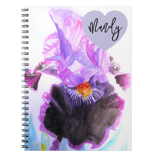 Tabby Cat Cats Watercolour Feline Woman's Name Notebook (Front)