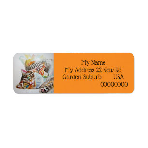 Tabby Cat cats Watercolour Return Address Labels