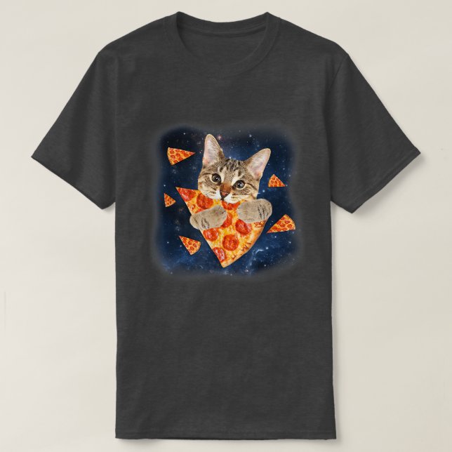 Tabby Cat Chomping On A Pizza Galay Pizza Cat 3103 T-Shirt (Design Front)