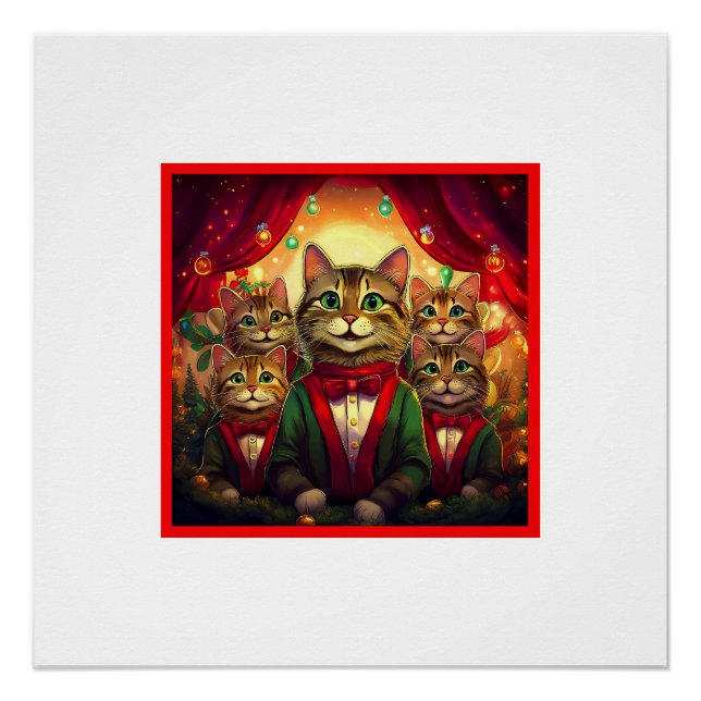 Tabby Cat Christmas Choir Poster (Front)