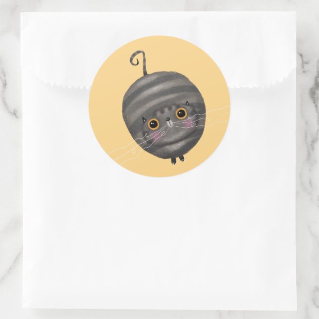Tabby Cat Classic Round Sticker (Bag)
