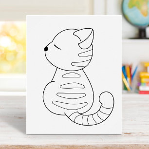 Tabby Cat Colouring Page Poster