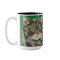 Tabby Cat, Cute Kitty Mug Two Toned Green Brown