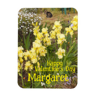 Tabby Cat Cute Yellow Iris Valentines Wifes Name Magnet