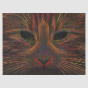Tabby Cat Design Orange Copper Black Close Up Tissue Paper