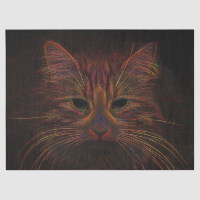 Tabby Cat Design Orange Copper Black Photo Art Tissue Paper (Front)