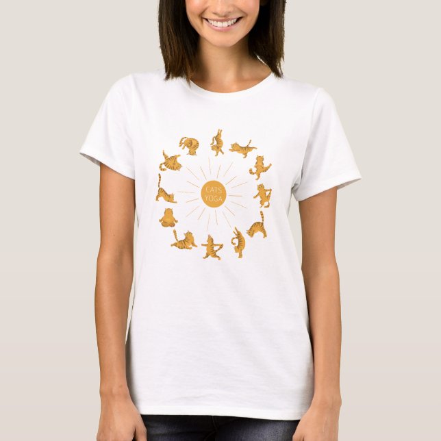 Tabby cat doing yoga T-Shirt (Front)