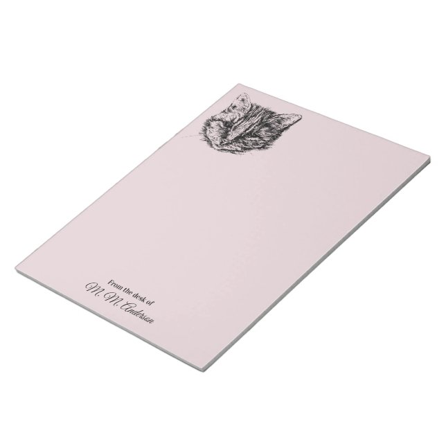 Tabby Cat Drawing Custom Colour Personalised Notepad (Angled)