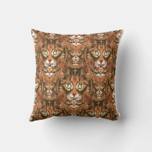 tabby cat face pattern cushion