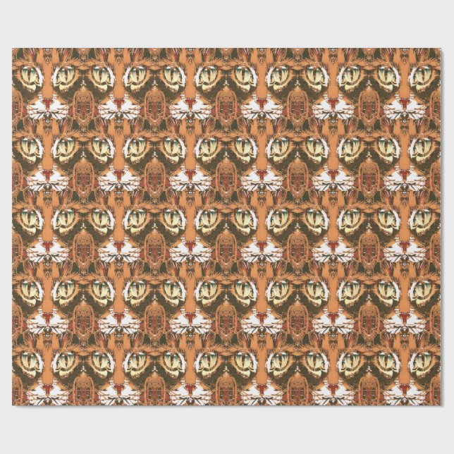 tabby cat face pattern wrapping paper (Flat)
