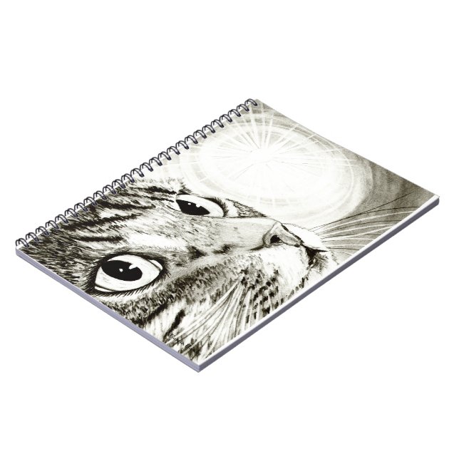 Tabby Cat Fairy Light Drawing Art Notebook (Left Side)