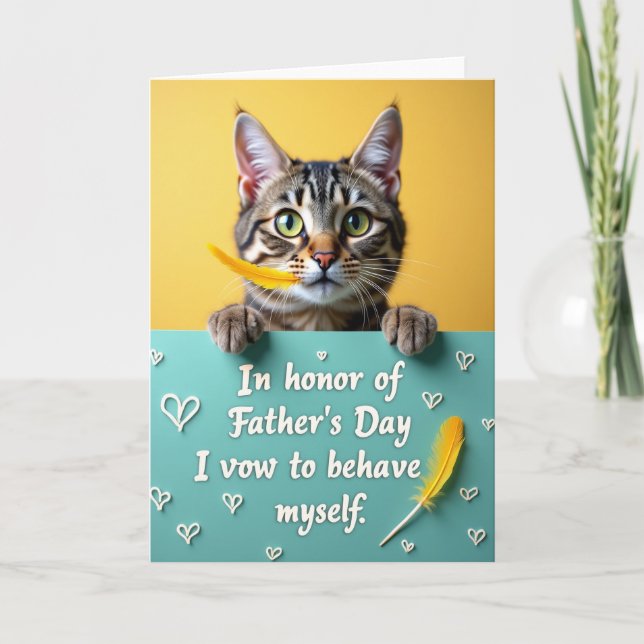 Tabby Cat Fathers Day Vow Card (Front)
