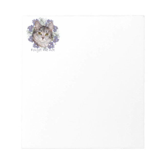 Tabby Cat Forget Me Not Notepad (Front)