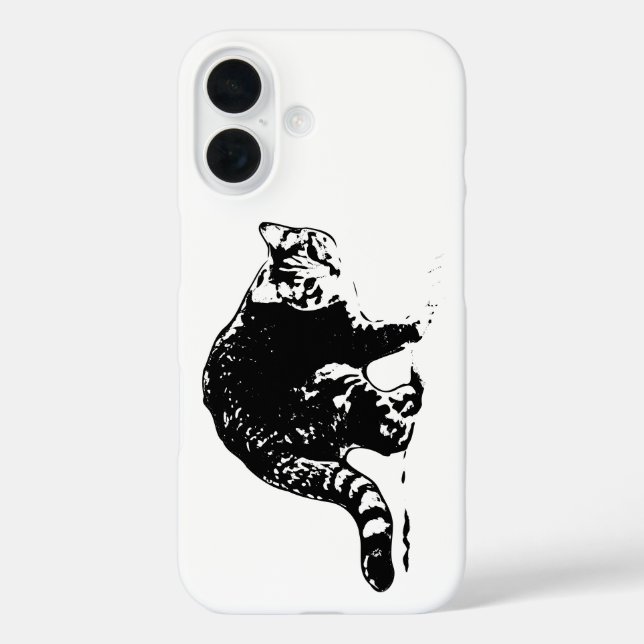 Tabby Cat Full‑Body Black & White Case (Back)