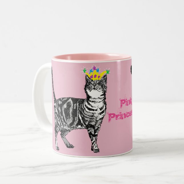 Tabby Cat Funny Pink Princess cats girls gift Mug (Front Left)